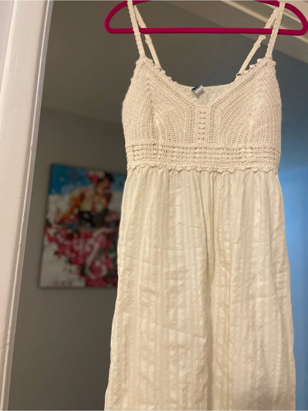 Old Navy Cream Crochet Bodice Maxi Dress